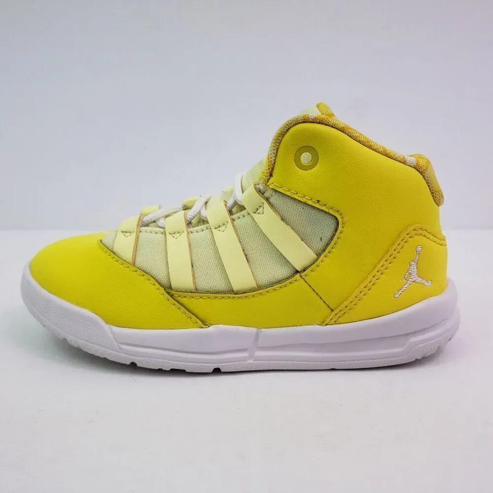 Nike Jordan Max Aura Toddler Size 9c Yellow White Mid Sneaker Shoes AQ9251-701